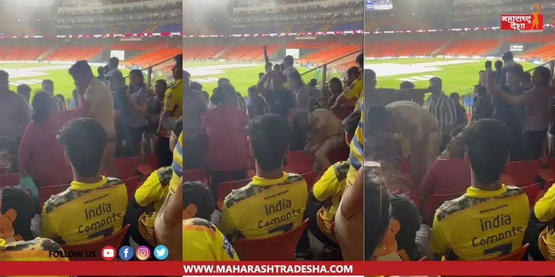 female fan slaps a police officer in stands at narendra modi stadium