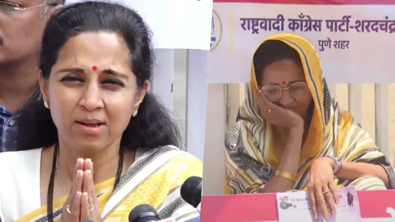 Supriya Sule has started a hunger strike due to the very poor condition of the road leading to the Baneshwar temple in Bhor taluka.