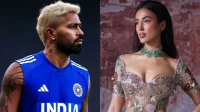 Hardik pandya celebrating with indian tricolor flag after t20 world cup final at ahmedabad