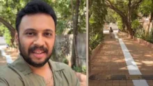 YouTuber Prasad Vedpathak speaking against the white line drawn in his society common area.