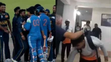 Vaibhav Sooryavanshi Fight - Vaibhav touching feet of Sri Lankan legend Anura Tennekoon after match