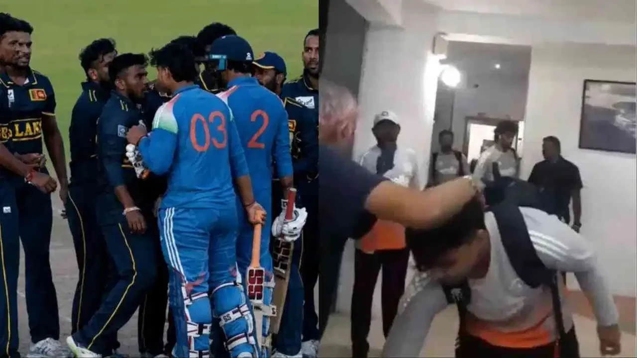 Vaibhav Sooryavanshi Fight - Vaibhav touching feet of Sri Lankan legend Anura Tennekoon after match