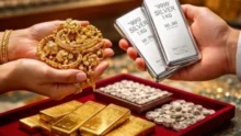 Gold Silver Price Today - Pure gold bars and silver coins in jewelry shop