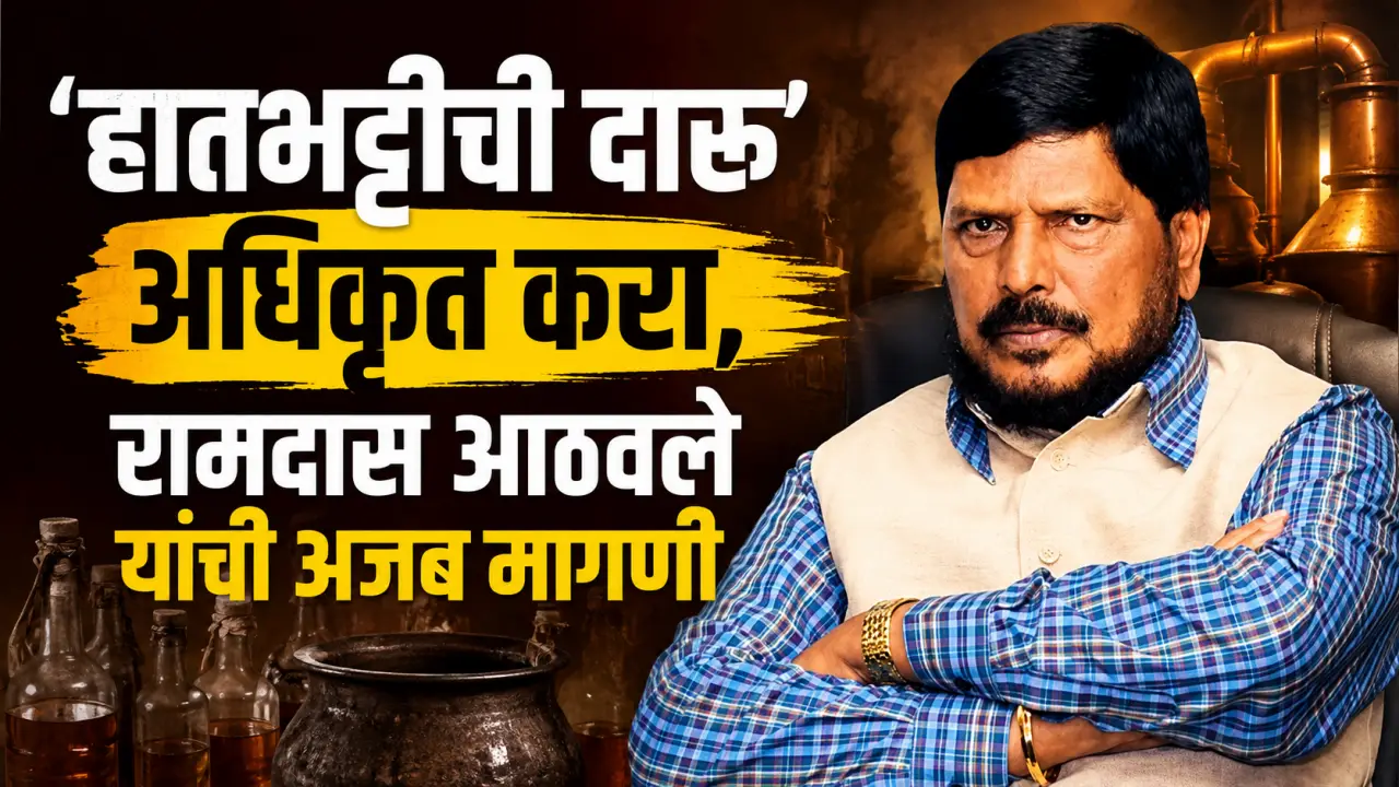 Hooch Legalization Ramdas Athawale speaking to media about country liquor