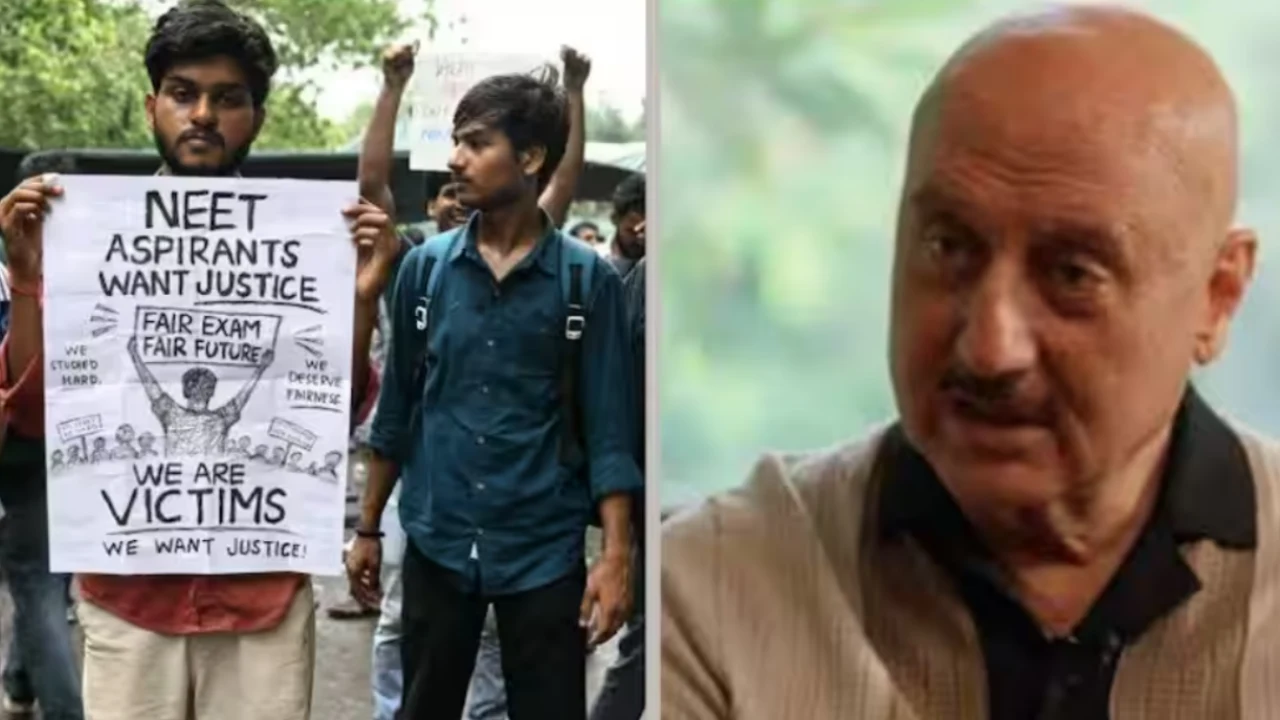 Anupam Kher advising students about political agendas during the NEET protest video