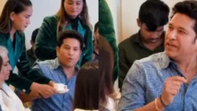 Sachin Tendulkar family with daughter-in-law Sania Chandok at a restaurant