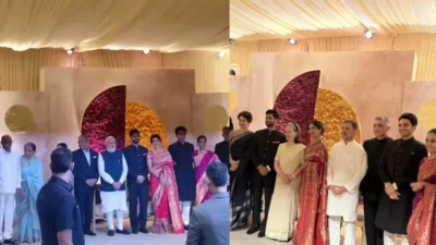 मोदी, शाह, सोनिया, राहुल एकाच मंचावर! रेवती सुळेच्या रिसेप्शनने वेधलं देशाचं लक्ष Pm modi and sharad pawar at revati sule reception