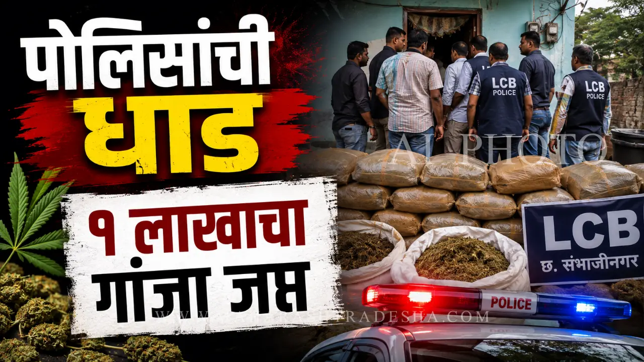 Chhatrapati Sambhajinagar LCB Police seized huge quantity of Ganja from a house in Shendra village.