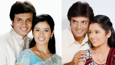 Actor milind gawali sharing throwback movie photo with actress girija oak