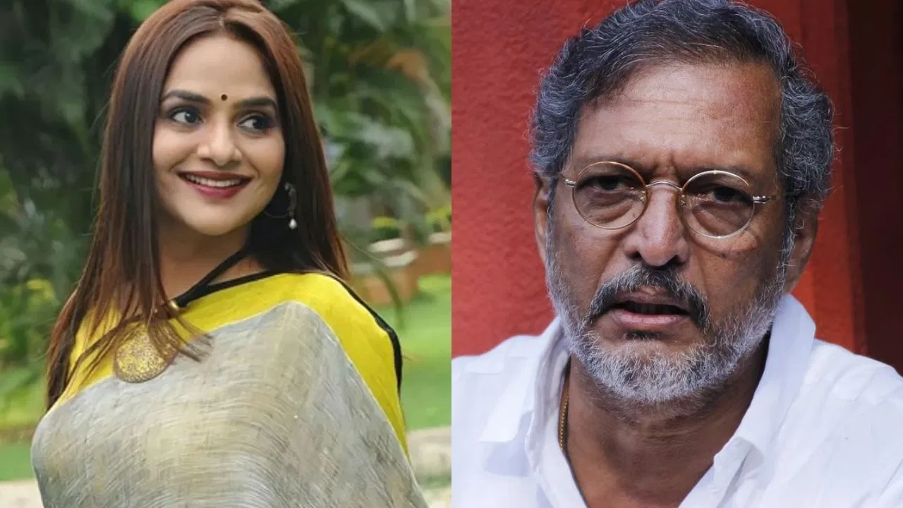 Actress Madhoo and Nana Patekar on movie set