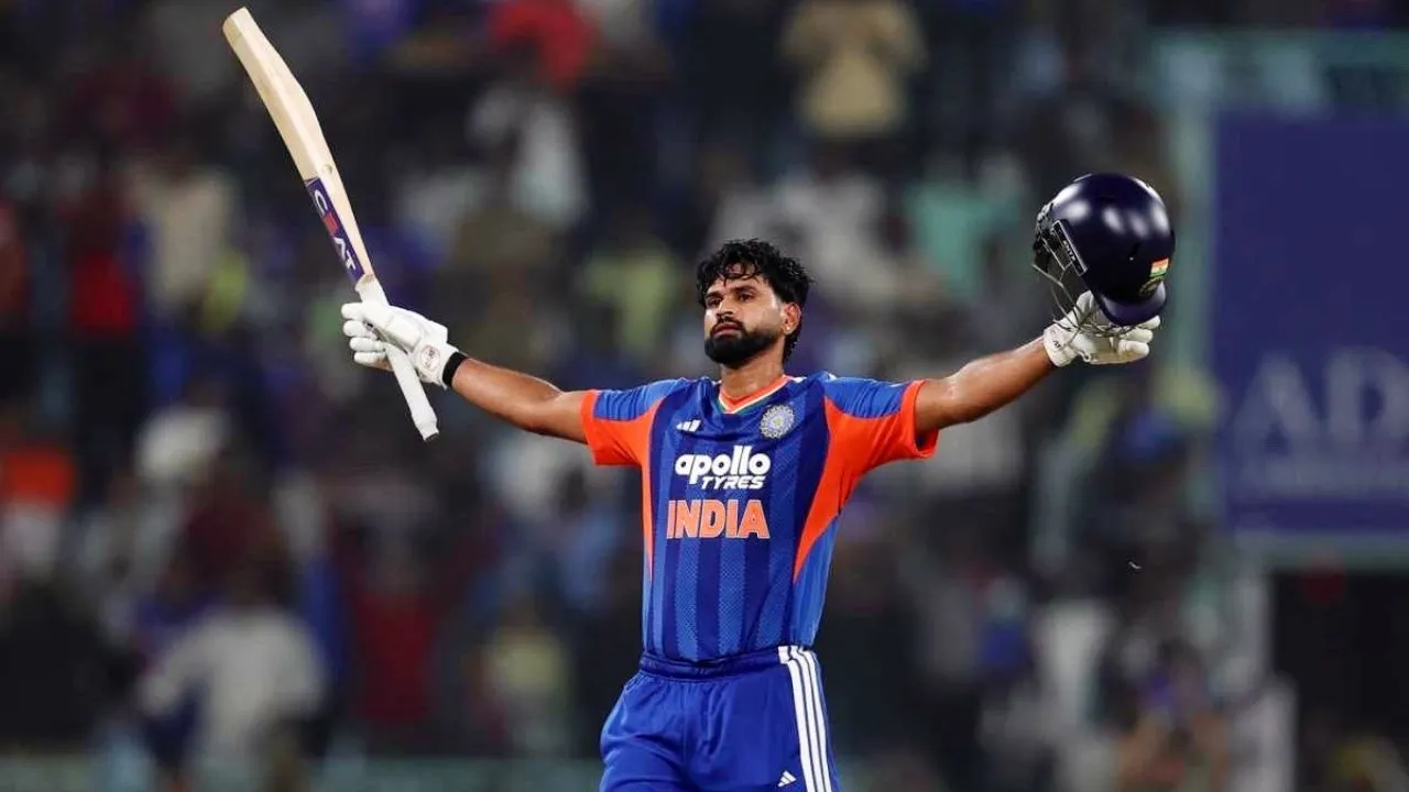 Shreyas Iyer batting for India in T20I match