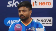 Sanju Samson playing a shot for Team India