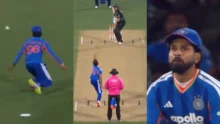 Shreyas Iyer dropping a simple catch during a cricket match