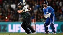 Glenn Phillips batting for New Zealand in cricket match