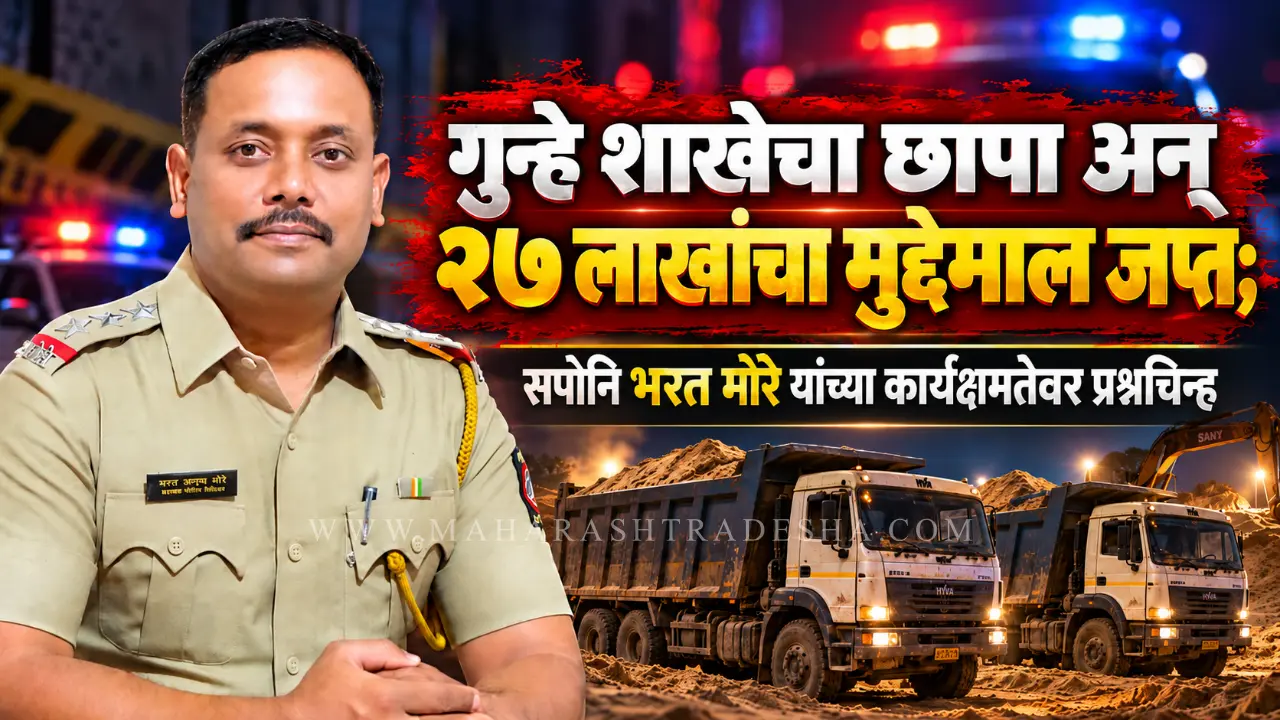 Illegal sand smuggling action by LCB in Paithan MIDC.