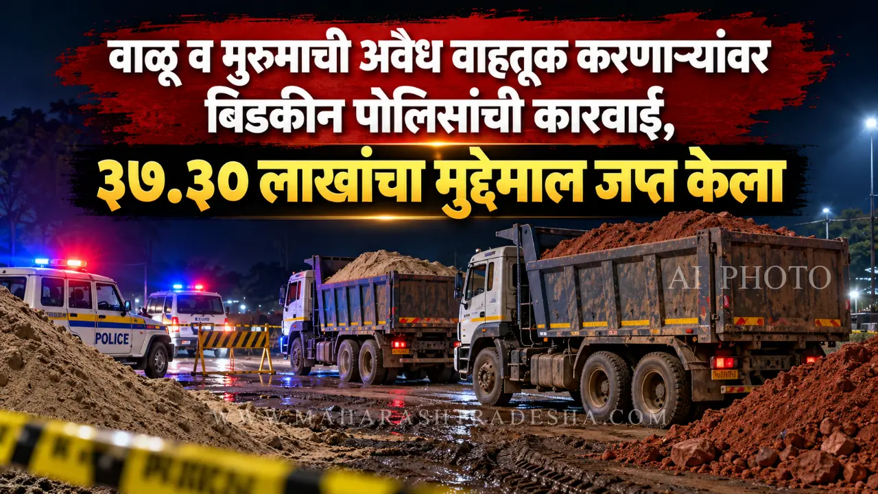 Bidkin Police seize heavy vehicles in illegal sand smuggling.